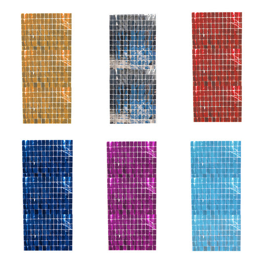 Cortina Cumpleaños Metálica Cuadros Decorativa 100x200 Cm