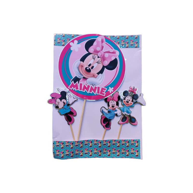 4 Topper Para Torta De Cumpleaños Minnie Mouse Cotillon