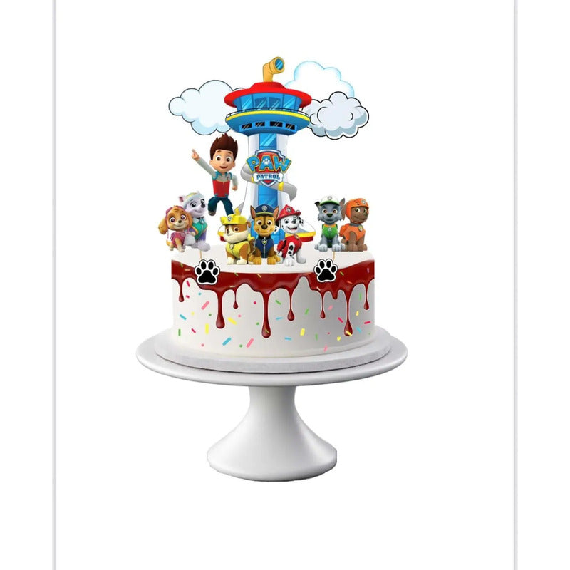 Pack 8 Topper Para Torta De Cumpleaños Paw Patrol