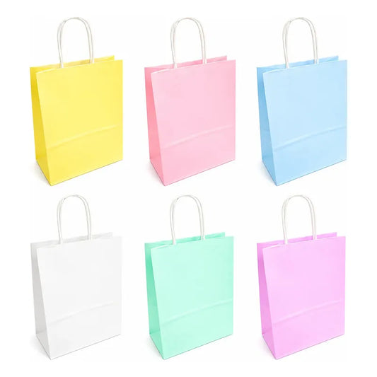 12 Bolsas De Papel De Regalo Colores Pastel Con Asa 15x12 Cm Surtido