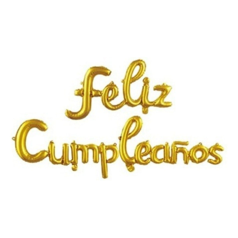 Frase Globo Feliz Cumpleaños Metalizado Dorado