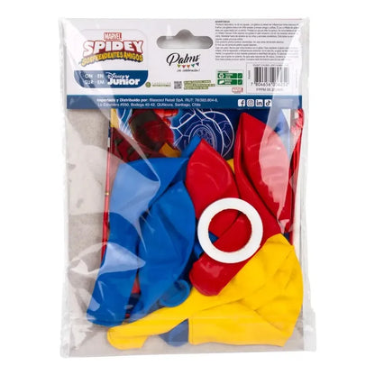 Bouquet Globos Liso, Confeti Y Nylon Spidey 12 Unidades