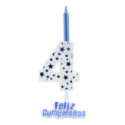 Vela De Cumpleaños Numero Estrella Azul