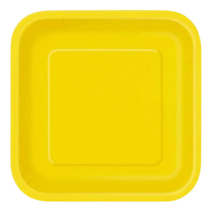 10 Platos De Cartón Cuadrados De Colores Cumpleaños 18 Cm