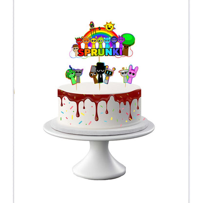 Pack 4 Topper Torta Cumpleaños Sprunki Cotillón