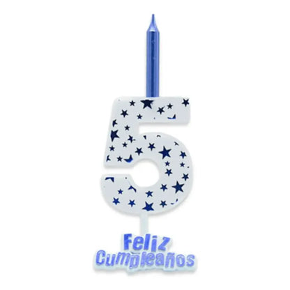 Vela De Cumpleaños Numero Estrella Azul