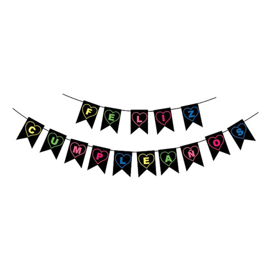 Cotillón Fluor Guirnalda Feliz Cumpleaños Corazón