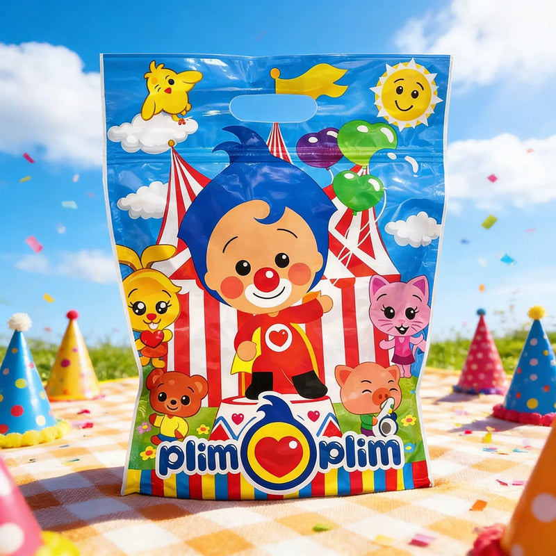 10 Bolsa Para Dulces Herméticas Cumpleaños Payaso Plim Plim