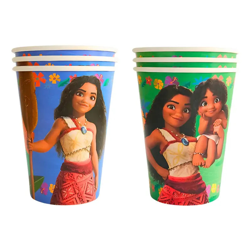 Set 6 Vasos Palms Moana 355cc Polipapel Reutilizables Fiesta Infantil