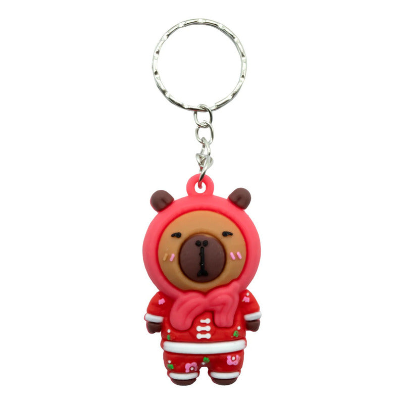 Pack 12 Llaveros Colgantes De Goma Capibara Capybara Color Marrón