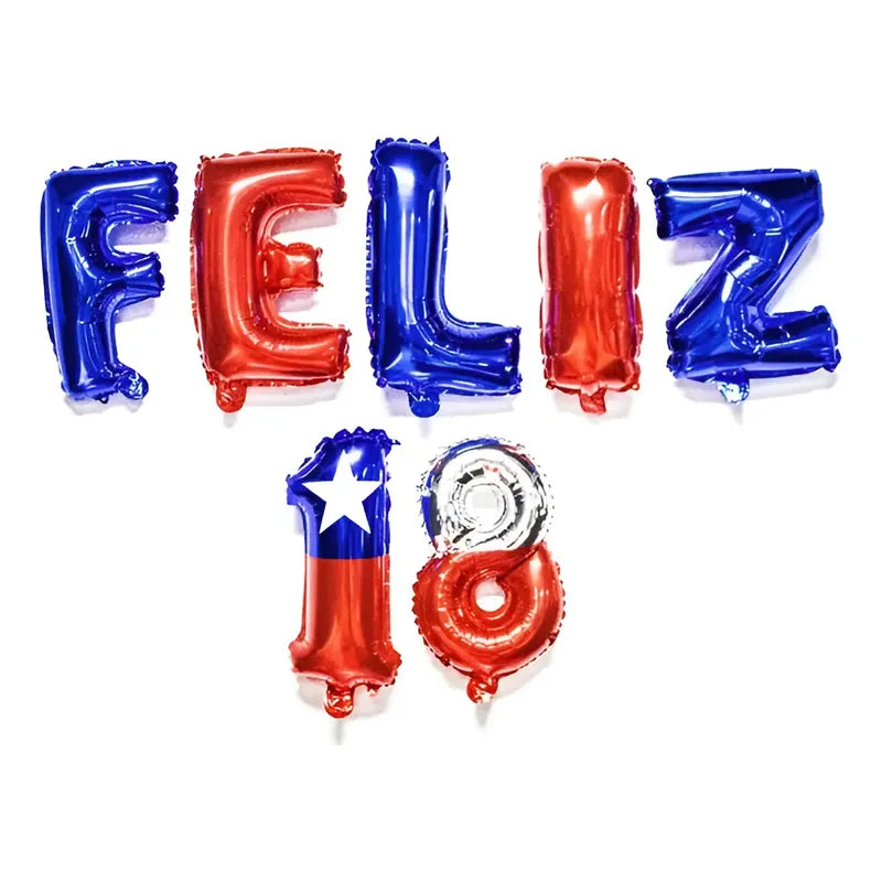 Globos Metálicos Frase Feliz 18 Fiestas Patrias Cotillón Tricolor