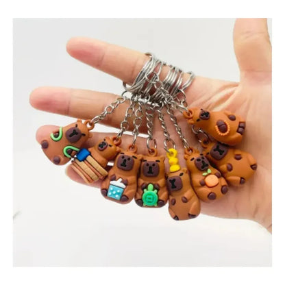 Pack 12 Llaveros Colgantes De Goma Capibara Capybara Marrón