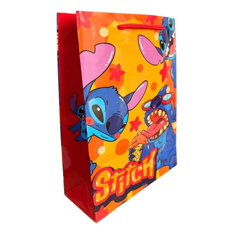 12 Bolsa Stitch Disney Cumpleaños Infantil Cotillón Azul