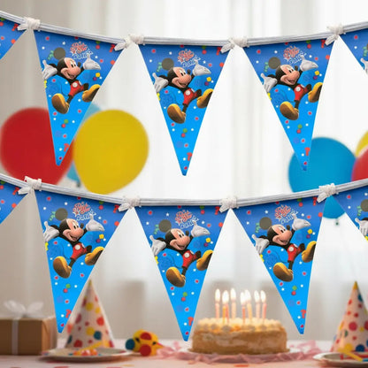 Guirnalda Banderines Mickey Mouse Fiesta Cumpleaños Azul
