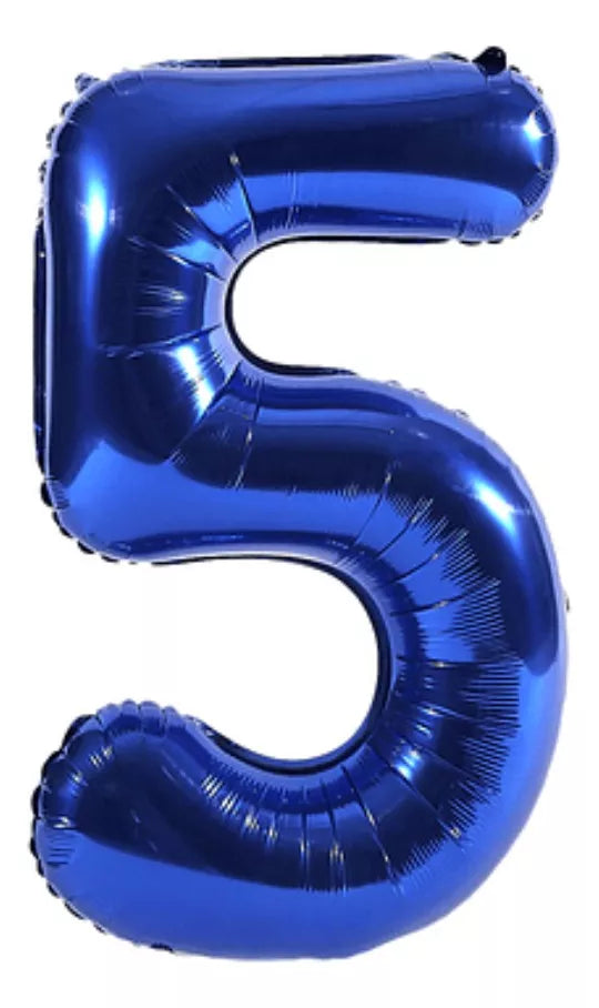 Globo Número Color Azul Metalizado De 1 Mt
