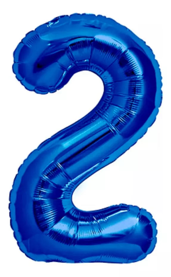 Globo Número Color Azul Metalizado De 1 Mt