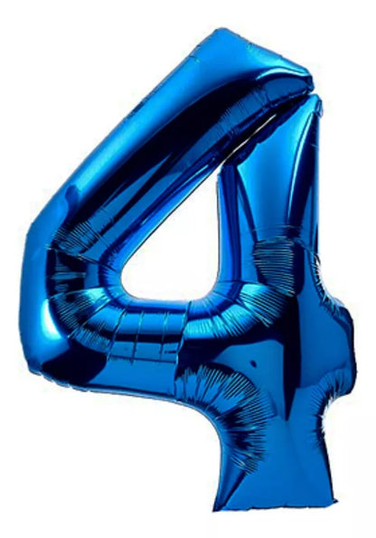 Globo Número Color Azul Metalizado De 1 Mt