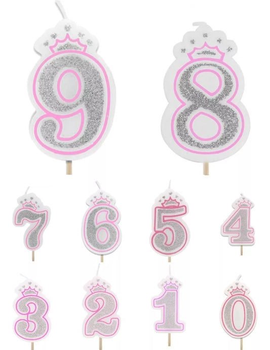 Vela Corona Rosada Numero (5 cm )