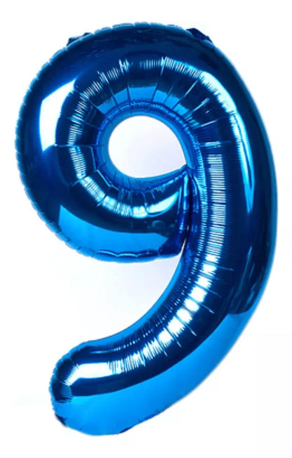 Globo Número Color Azul Metalizado De 1 Mt