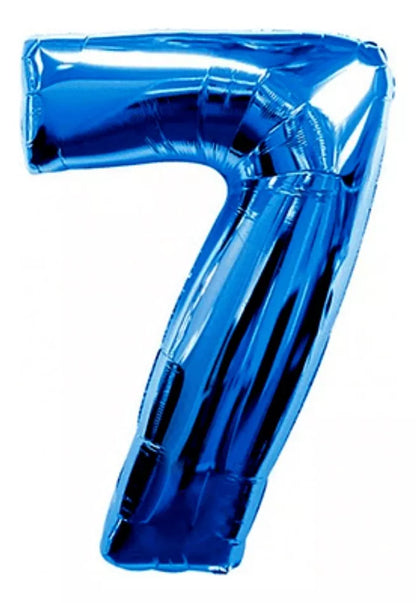 Globo Número Color Azul Metalizado De 1 Mt