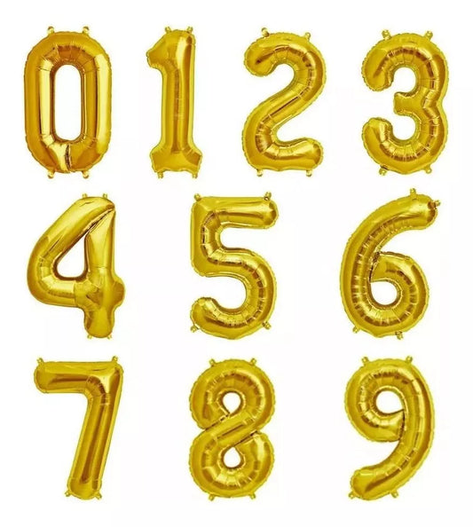 Globo Número Dorado Metalizado 80 Cm