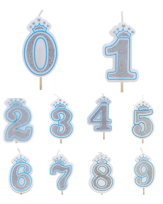 Vela de cumpleaños corona celeste 5 cm