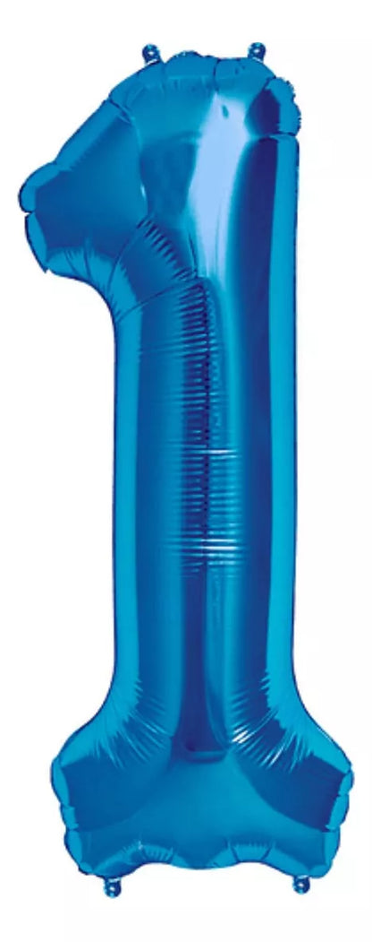 Globo Número Color Azul Metalizado De 1 Mt