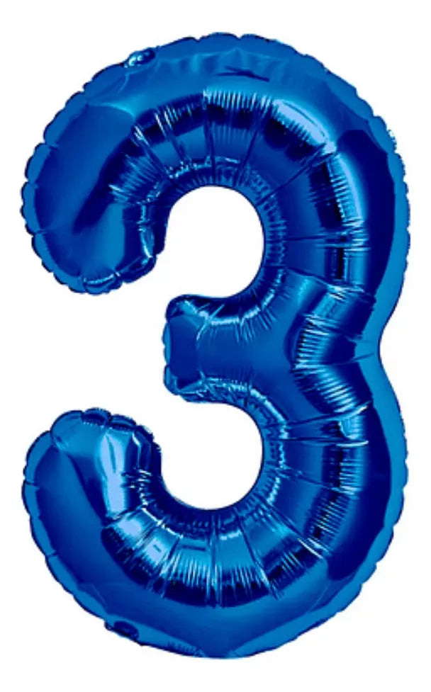Globo Número Color Azul Metalizado De 1 Mt
