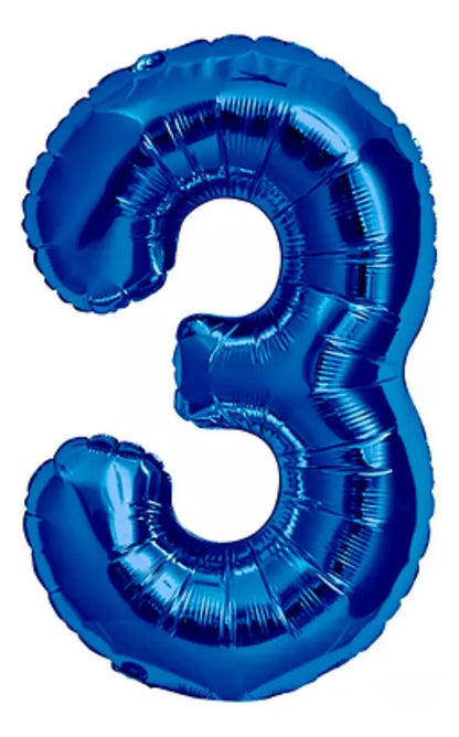 Globo Número Color Azul Metalizado De 1 Mt