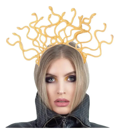 Corona Halloween Diadema Medusa Diseño Serpientes De Medusa Dorado