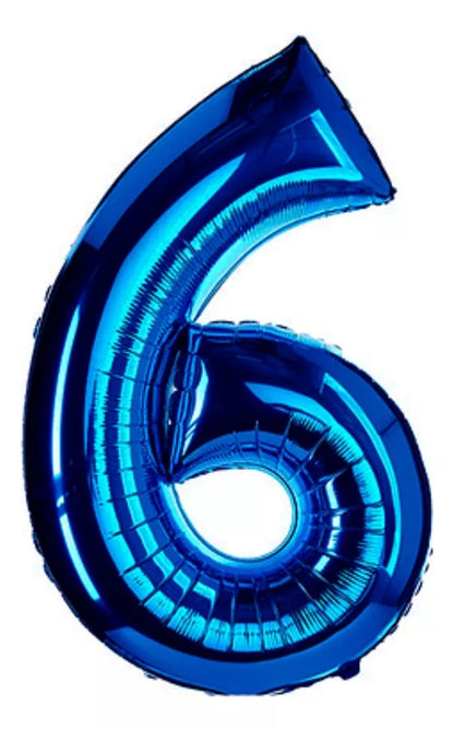 Globo Número Color Azul Metalizado De 1 Mt
