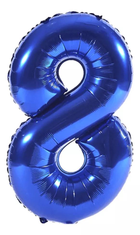 Globo Número Color Azul Metalizado De 1 Mt