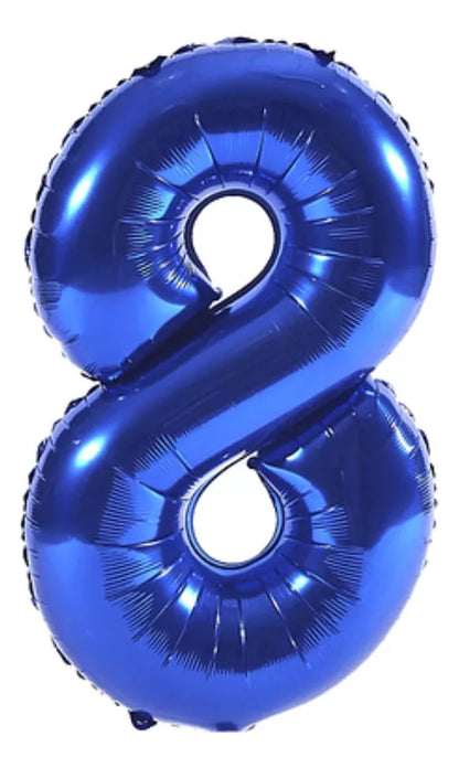 Globo Número Color Azul Metalizado De 1 Mt