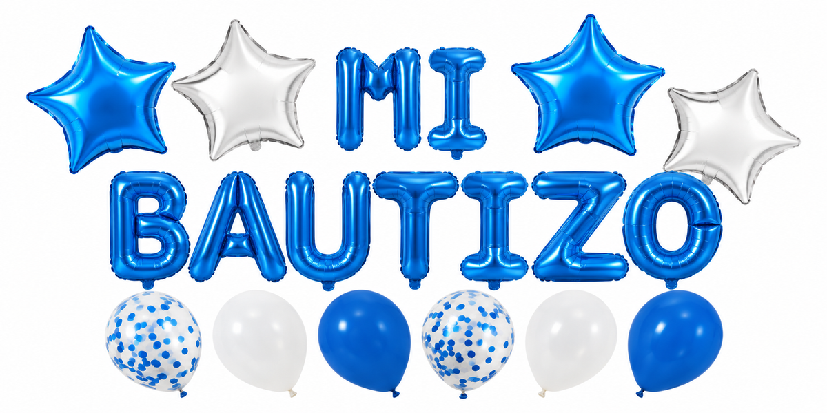 Set Globos Mi Bautizo Decoración Fiesta Bautizo Azul