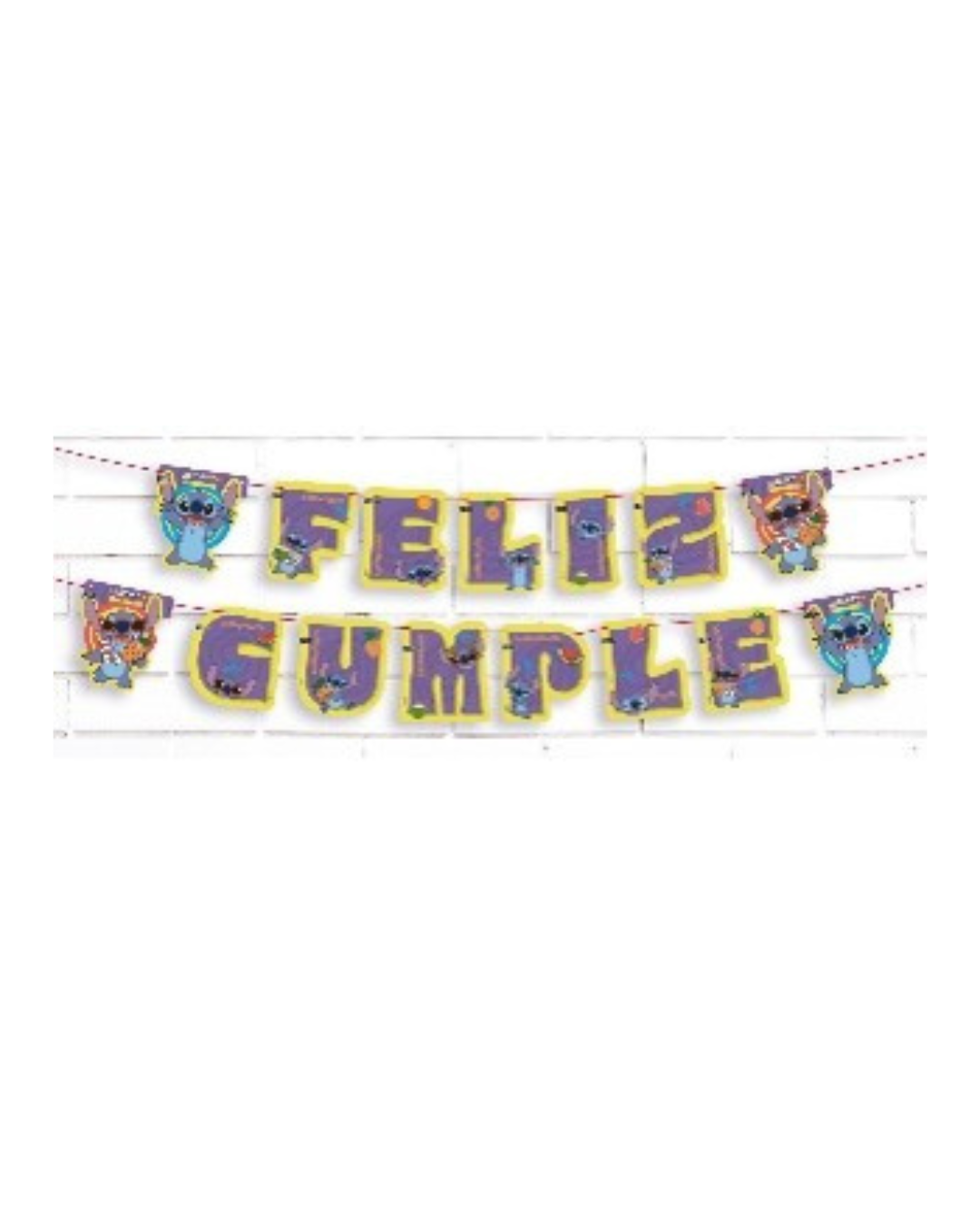 Guirnalda Stitch Disney 3 Metros Para Cumpleaños Amarillo