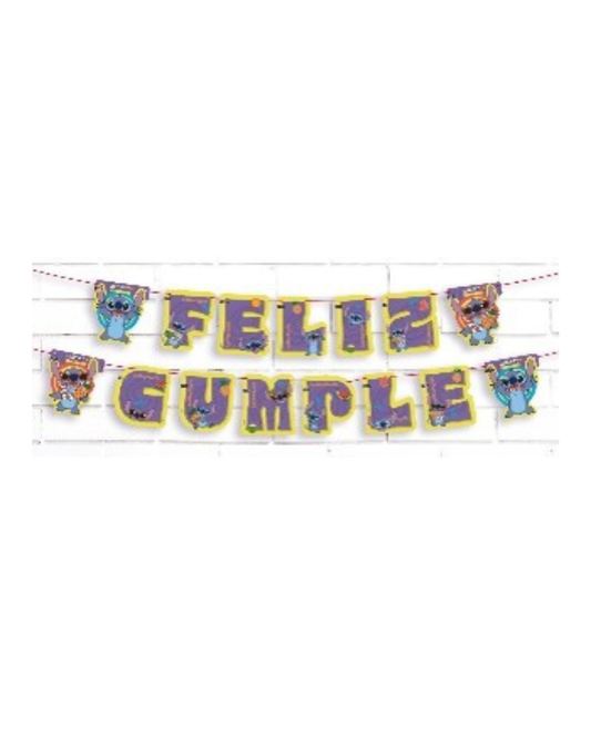 Guirnalda Stitch Disney 3 Metros Para Cumpleaños Amarillo