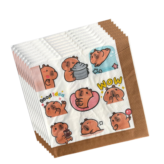 16 Servilletas De Papel Capibara Capybara Feliz Cumpleaños
