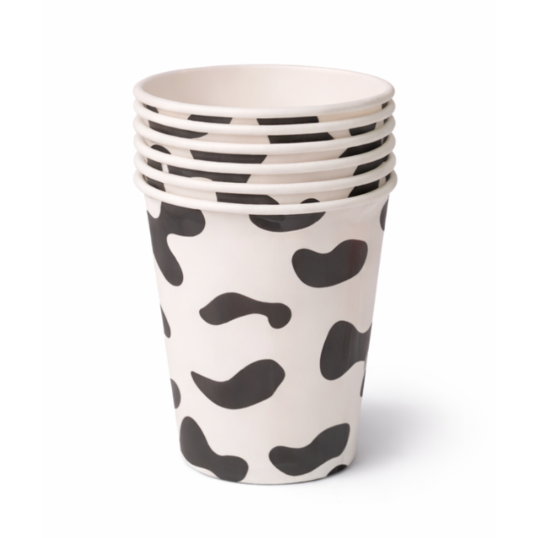 Pack 6 Vasos De Polipapel Diseño Vaca Manchas Fiestas