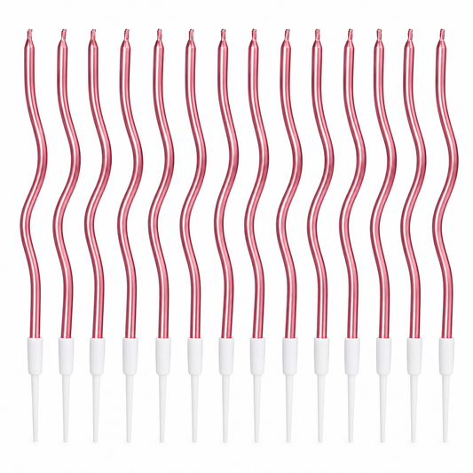 X 12 Velas Cumpleaños Ovaladas Rosado Cromado