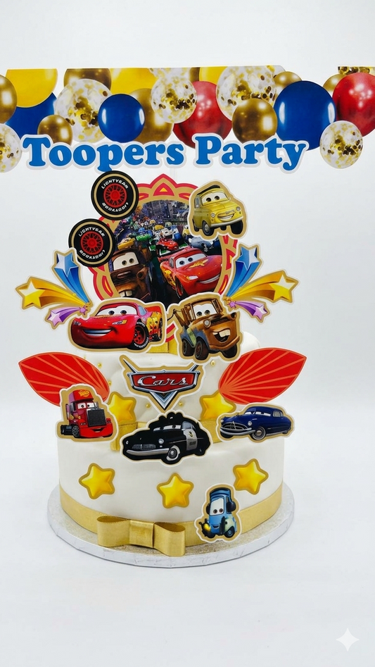 Topper Para Torta Cars Rayo Mcqueen Decoración Cumpleaños