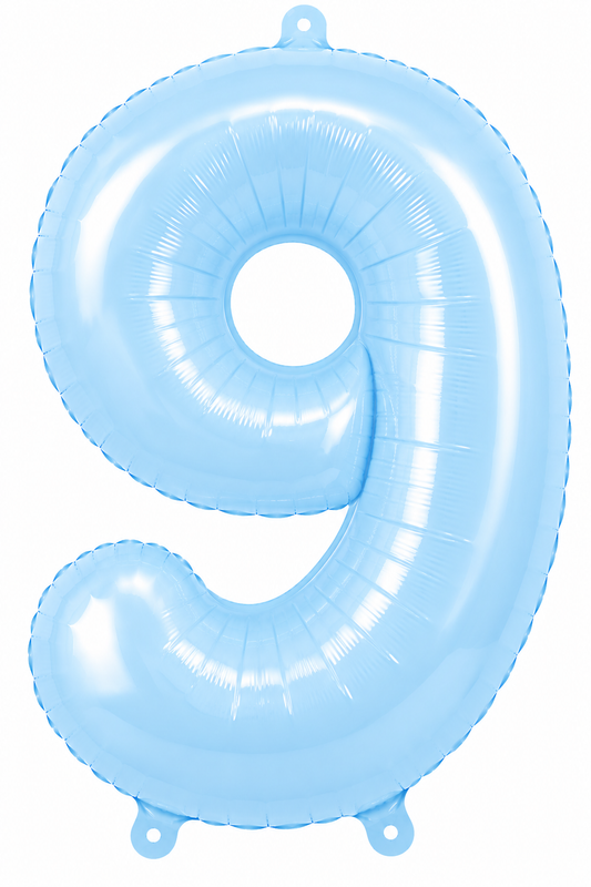 Globo metálico número 9 celeste Pastel