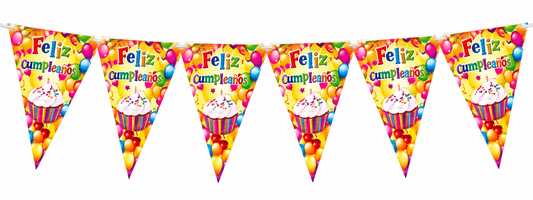 Retro Vintage Ochentero Guirnalda Banderín Celeste Con Globos Multicolor Feliz Cumpleaños