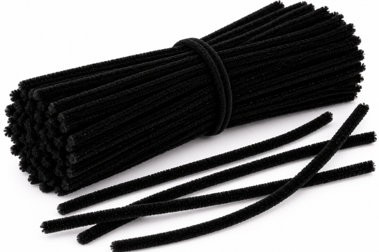 Limpiapipas Chenille para Manualidades Negro 100 Unidades
