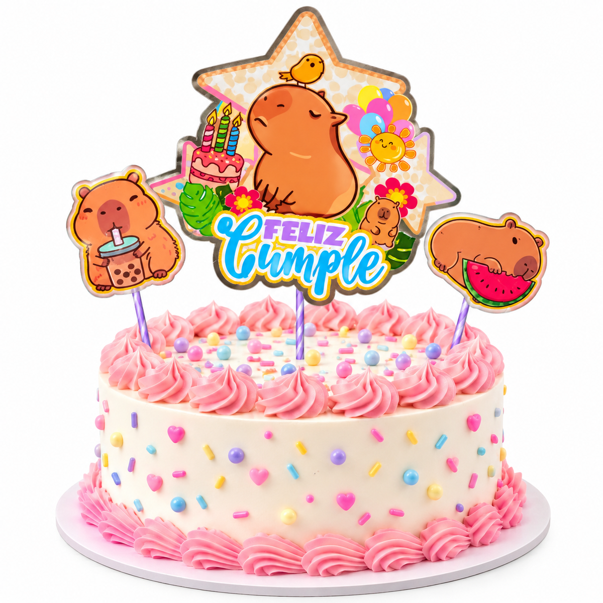 Adorno Para Torta Topper Cumpleaños Capibara