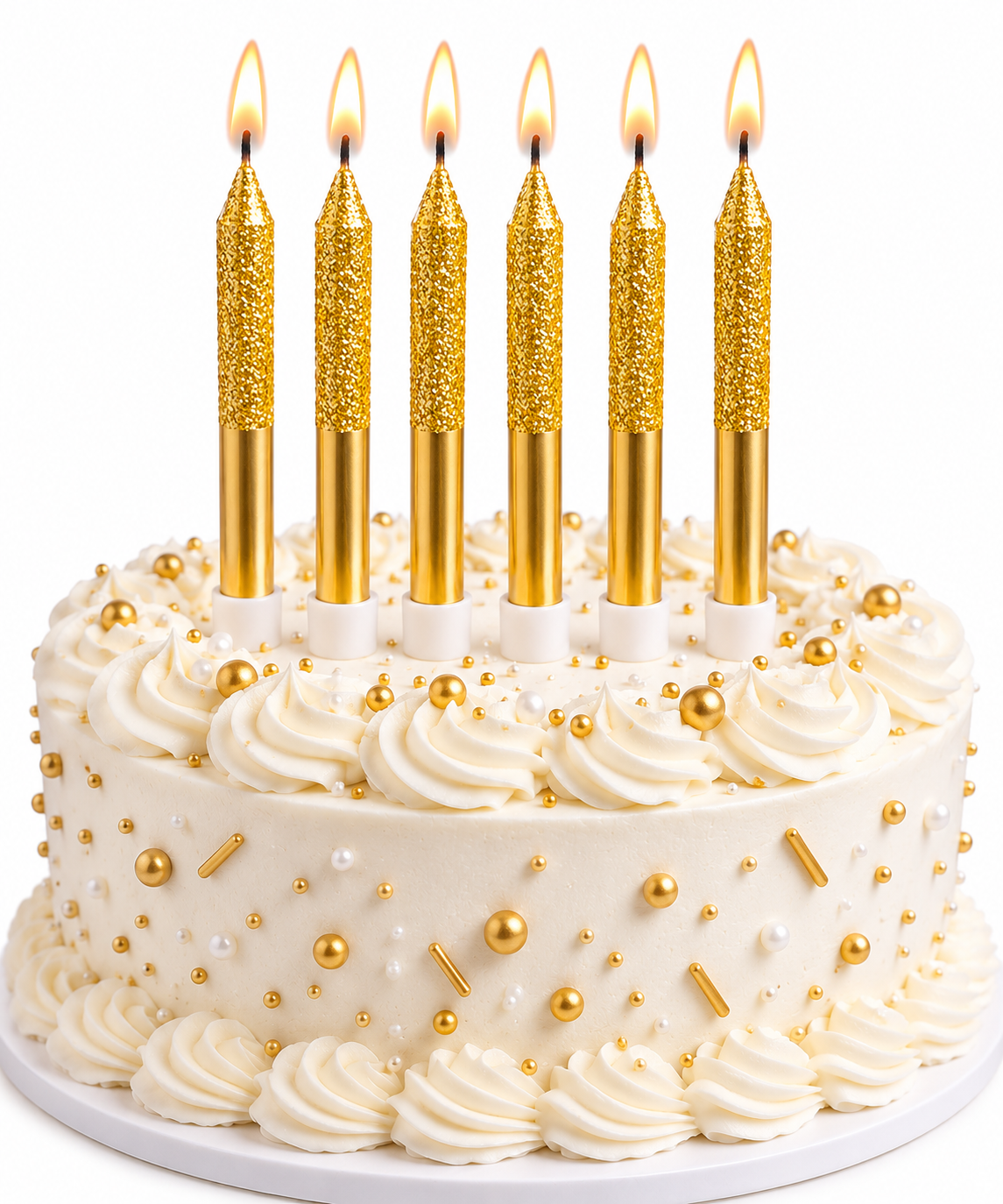 Party Velas Para Torta Doradas Con Glitter X6
