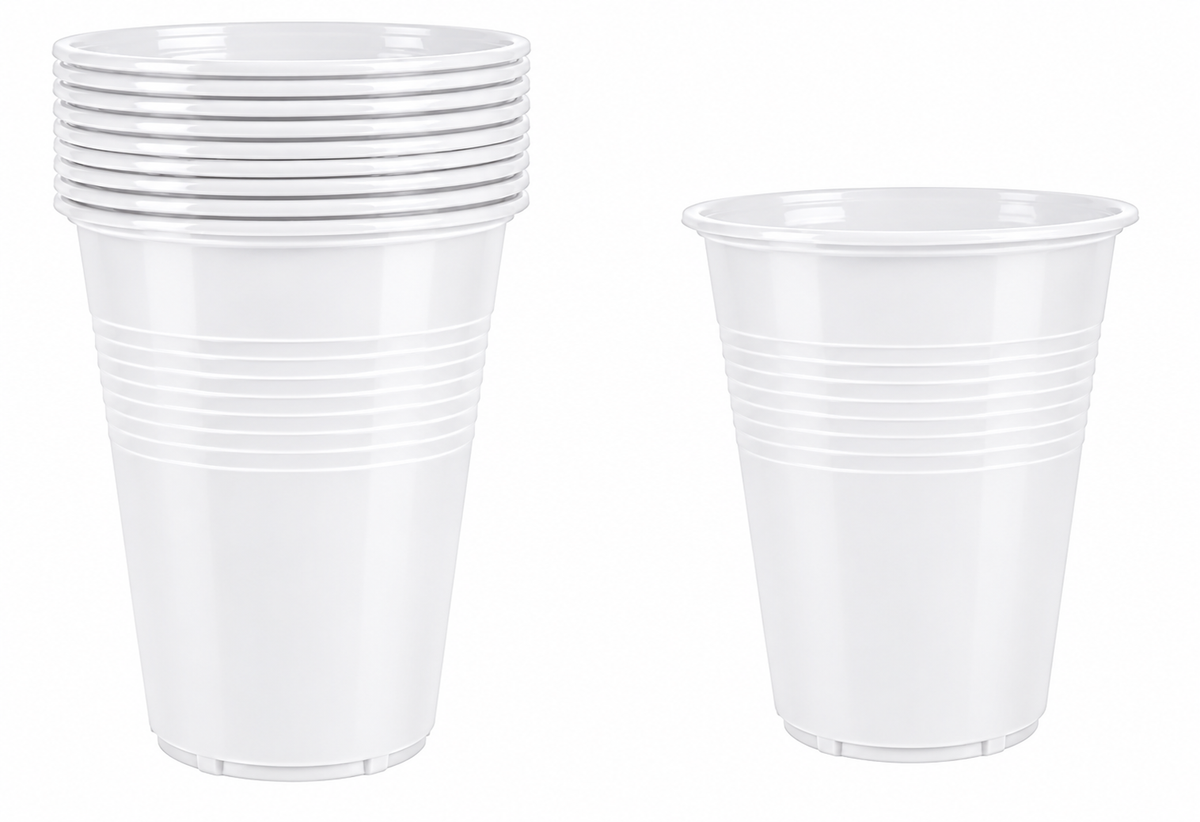 Pack 50 Vasos Plásticos De Color Para Fiestas 10oz - 300cc Blanco
