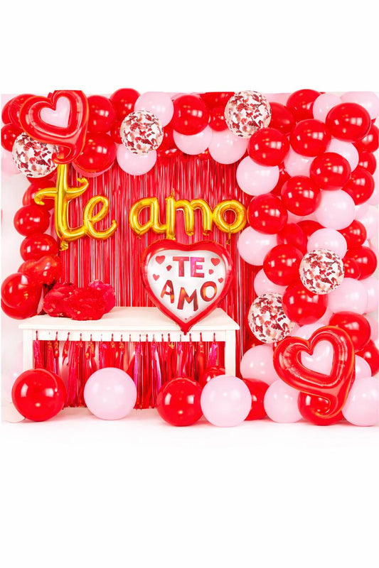 Kit Decoración Te Amo Con Globos Para Aniversario Y Enamorad