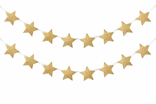 Guirnalda De Estrellas Doradas Glittel Decorativa