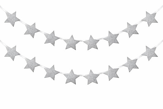 Guirnalda De Estrellas Plateadas Glittel Decorativa