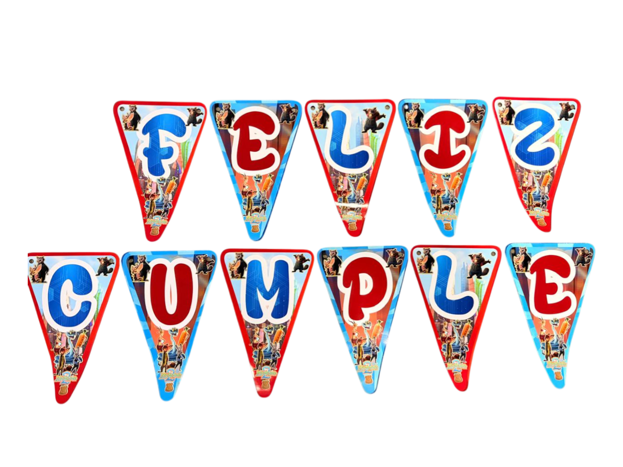 Banderín Feliz Cumple Zootopia Fiesta Decoración